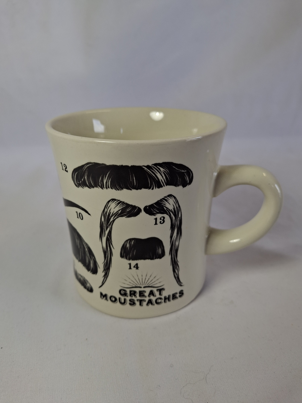 Great Moustaches Ceramic Mug - Cream with Black Print